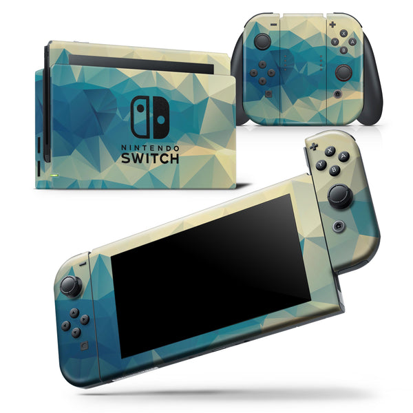 Abstract Aqua and Gold Geometric Shapes - Skin Wrap Decal for Nintendo Switch Lite Console & Dock - 3DS XL - 2DS - Pro - DSi - Wii - Joy-Con Gaming Controller