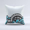 Abstract Black & Blue Paisley Waves ink-Fuzed Decorative Throw Pillow