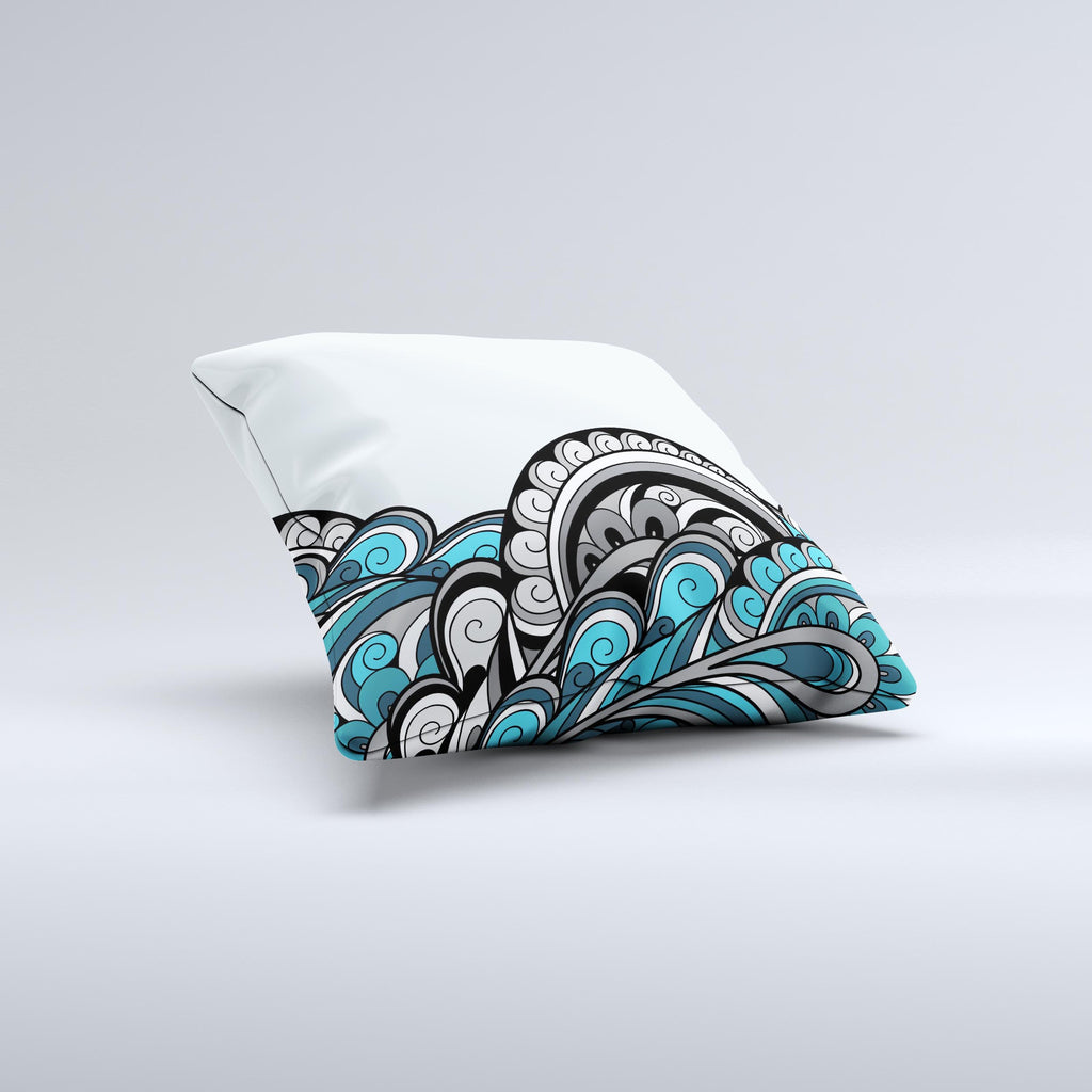 Abstract Black & Blue Paisley Waves ink-Fuzed Decorative Throw Pillow ...