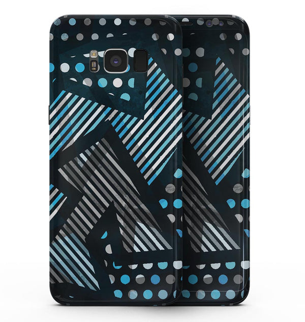 Abstract Black and Blue Overlap - Samsung Galaxy S8 Full-Body Skin Kit