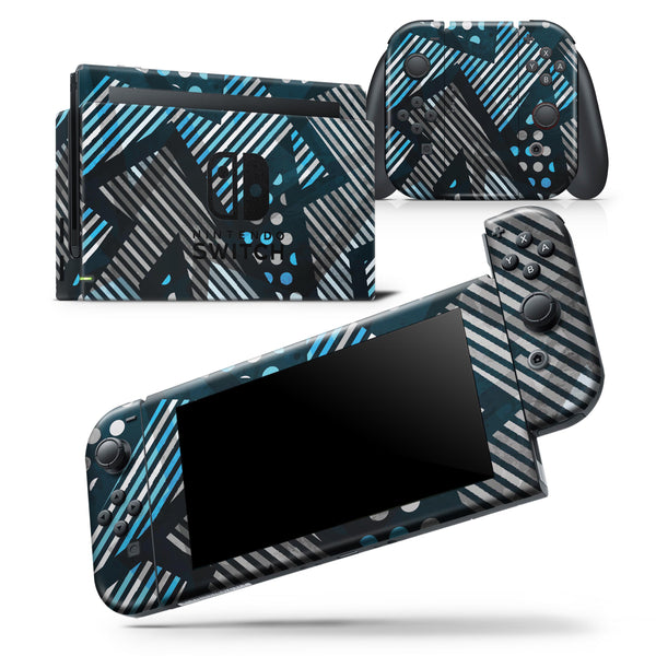 Abstract Black and Blue Overlap - Skin Wrap Decal for Nintendo Switch Lite Console & Dock - 3DS XL - 2DS - Pro - DSi - Wii - Joy-Con Gaming Controller