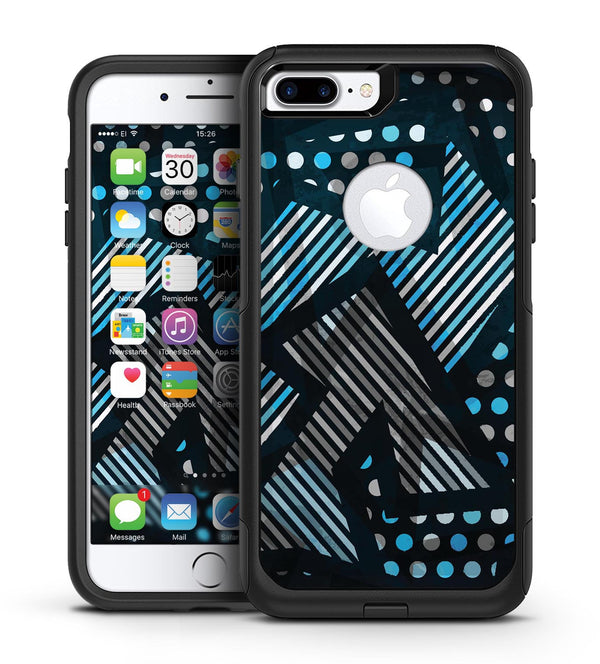 Abstract Black and Blue Overlap - iPhone 7 or 7 Plus Commuter Case Skin Kit