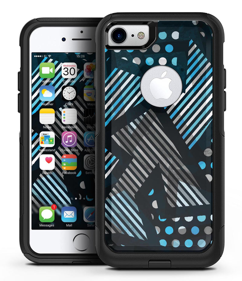 Abstract Black and Blue Overlap - iPhone 7 or 7 Plus Commuter Case Skin Kit
