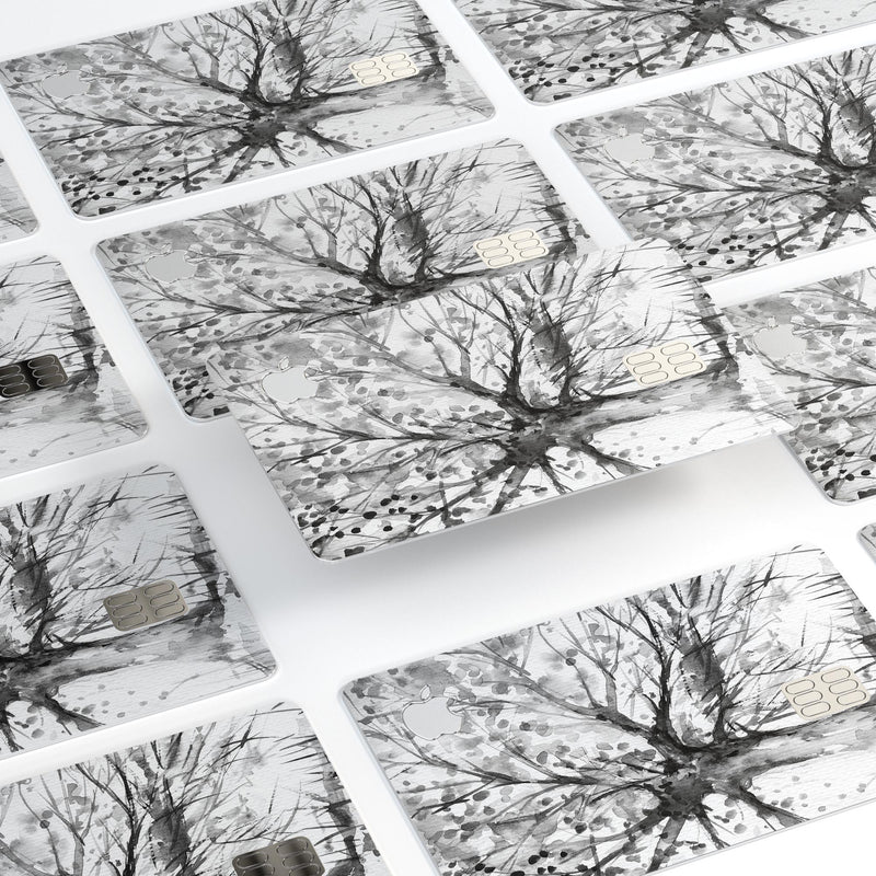 Abstract Black and White WaterColor Vivid Tree - Premium Protective Decal Skin-Kit for the Apple Credit Card