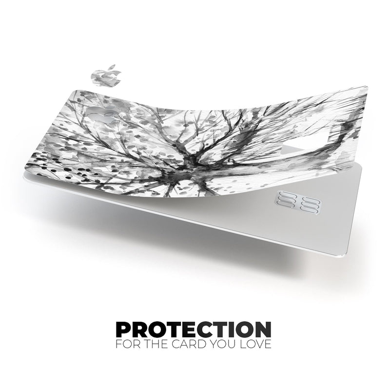 Abstract Black and White WaterColor Vivid Tree - Premium Protective Decal Skin-Kit for the Apple Credit Card