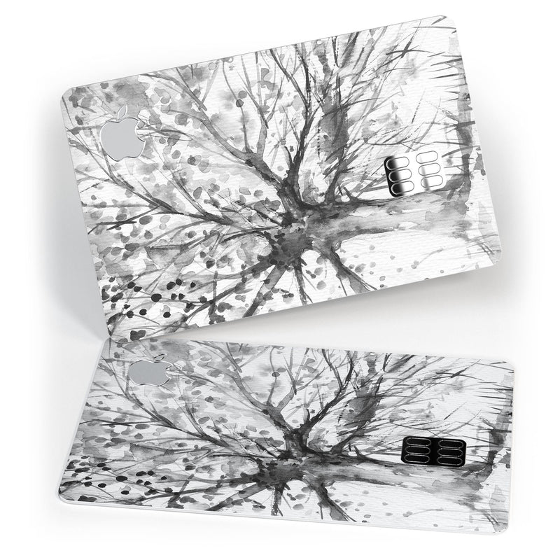 Abstract Black and White WaterColor Vivid Tree - Premium Protective Decal Skin-Kit for the Apple Credit Card