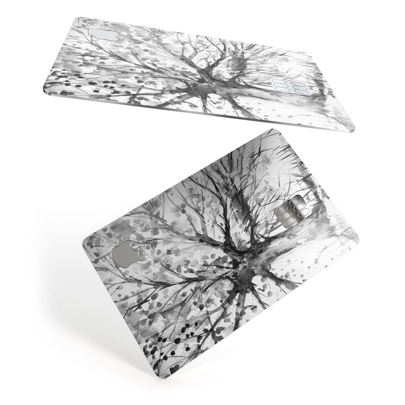 Abstract Black and White WaterColor Vivid Tree - Premium Protective Decal Skin-Kit for the Apple Credit Card