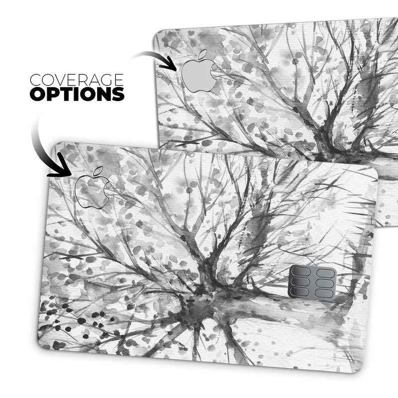 Abstract Black and White WaterColor Vivid Tree - Premium Protective Decal Skin-Kit for the Apple Credit Card