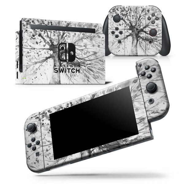Abstract Black and White WaterColor Vivid Tree - Skin Wrap Decal for Nintendo Switch Lite Console & Dock - 3DS XL - 2DS - Pro - DSi - Wii - Joy-Con Gaming Controller