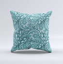Abstract Blue Feather Paisley ink-Fuzed Decorative Throw Pillow