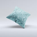 Abstract Blue Feather Paisley ink-Fuzed Decorative Throw Pillow