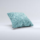 Abstract Blue Feather Paisley ink-Fuzed Decorative Throw Pillow