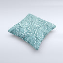 Abstract Blue Feather Paisley ink-Fuzed Decorative Throw Pillow