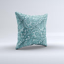 Abstract Blue Feather Paisley ink-Fuzed Decorative Throw Pillow