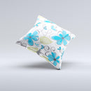 Abstract Blue Floral Pattern V4 ink-Fuzed Decorative Throw Pillow