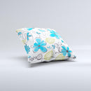 Abstract Blue Floral Pattern V4 ink-Fuzed Decorative Throw Pillow
