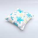 Abstract Blue Floral Pattern V4 ink-Fuzed Decorative Throw Pillow