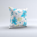 Abstract Blue Floral Pattern V4 ink-Fuzed Decorative Throw Pillow
