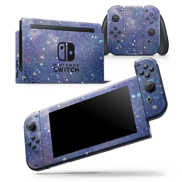 Abstract Blue Grungy Stars - Skin Wrap Decal for Nintendo Switch Lite Console & Dock - 3DS XL - 2DS - Pro - DSi - Wii - Joy-Con Gaming Controller
