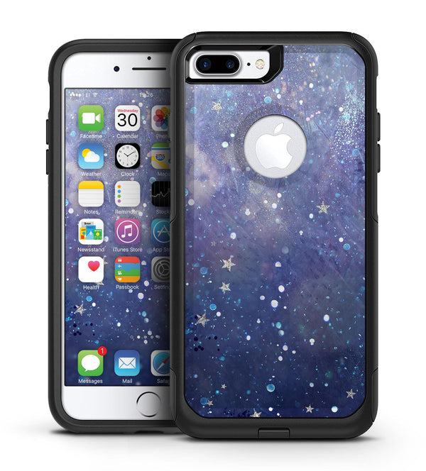 Abstract Blue Grungy Stars - iPhone 7 or 7 Plus Commuter Case Skin Kit