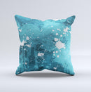 Abstract Blue Paint Splatter Ink-Fuzed Decorative Throw Pillow
