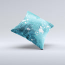Abstract Blue Paint Splatter Ink-Fuzed Decorative Throw Pillow