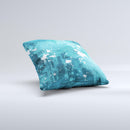 Abstract Blue Paint Splatter Ink-Fuzed Decorative Throw Pillow