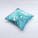 Abstract Blue Paint Splatter Ink-Fuzed Decorative Throw Pillow