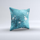 Abstract Blue Paint Splatter Ink-Fuzed Decorative Throw Pillow