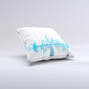 Abstract Blue Skyline View ink-Fuzed Decorative Throw Pillow