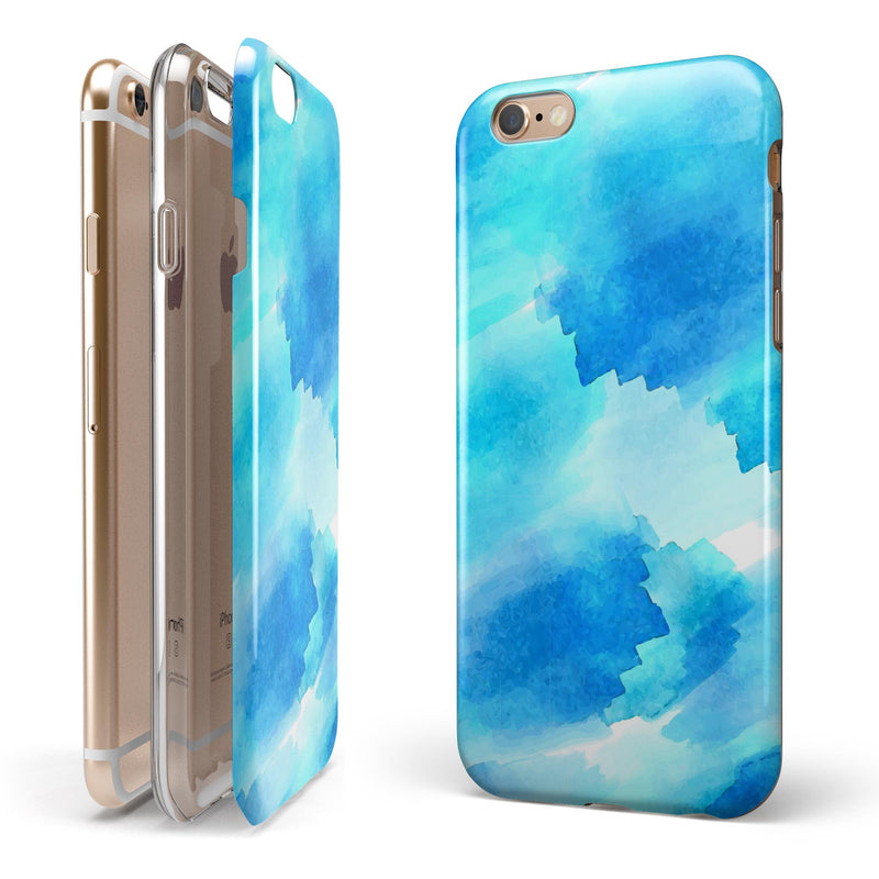 Abstract Blue Stroked Watercolour iPhone 6/6s or 6/6s Plus 2-Piece Hybrid INK-Fuzed Case