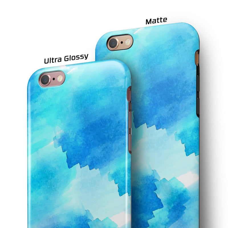 Abstract Blue Stroked Watercolour iPhone 6/6s or 6/6s Plus 2-Piece Hybrid INK-Fuzed Case