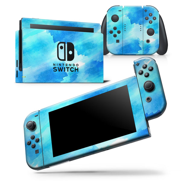 Abstract Blue Stroked Watercolour - Skin Wrap Decal for Nintendo Switch Lite Console & Dock - 3DS XL - 2DS - Pro - DSi - Wii - Joy-Con Gaming Controller