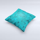 Abstract Blue Tiled Ink-Fuzed Decorative Throw Pillow