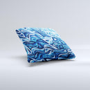 Abstract Blue Water Pattern ink-Fuzed Decorative Throw Pillow