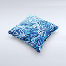 Abstract Blue Water Pattern ink-Fuzed Decorative Throw Pillow