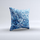 Abstract Blue Water Pattern ink-Fuzed Decorative Throw Pillow