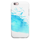 Abstract Blue Watercolor Seagull Swarm iPhone 6/6s or 6/6s Plus 2-Piece Hybrid INK-Fuzed Case