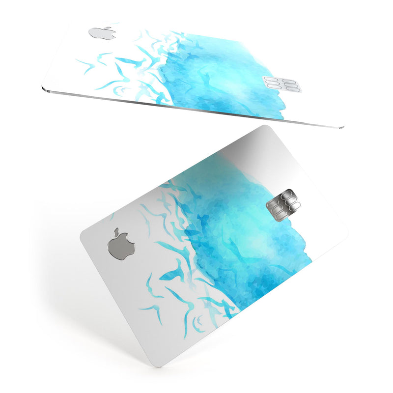 Abstract Blue Watercolor Seagull Swarm - Premium Protective Decal Skin-Kit for the Apple Credit Card