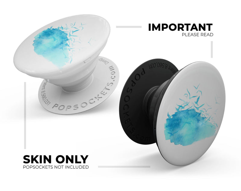 Abstract Blue Watercolor Seagull Swarm - Skin Kit for PopSockets and other Smartphone Extendable Grips & Stands