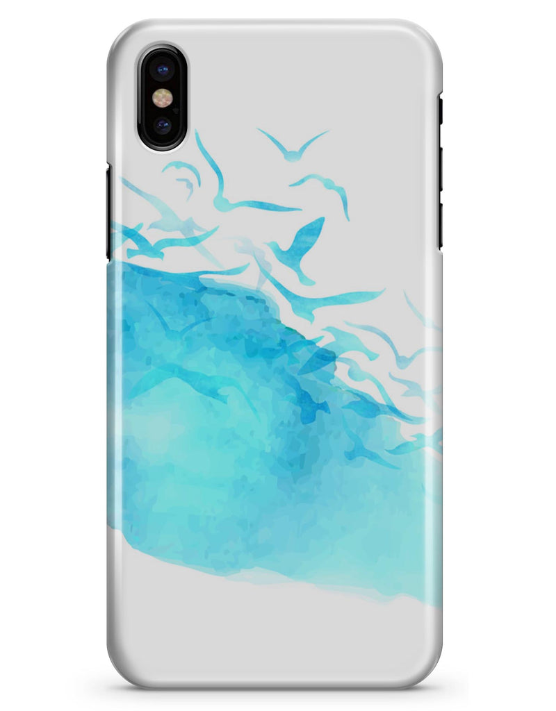 Abstract Blue Watercolor Seagull Swarm - iPhone X Clipit Case