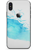 Abstract Blue Watercolor Seagull Swarm - iPhone X Skin-Kit