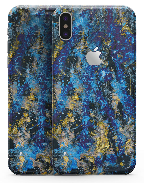 Abstract Blue Wet Paint - iPhone X Skin-Kit