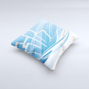 Abstract Blue & White Future City View ink-Fuzed Decorative Throw Pillow