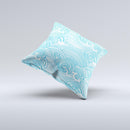 Abstract Blue & White Waves ink-Fuzed Decorative Throw Pillow