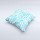 Abstract Blue & White Waves ink-Fuzed Decorative Throw Pillow