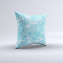Abstract Blue & White Waves ink-Fuzed Decorative Throw Pillow