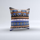 Abstract Blue and Brown Shaped Aztec ink-Fuzed Decorative Throw Pillow