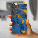 Abstract Blue and Gold Wet Paint iPhone 6/6s or 6/6s Plus 2-Piece Hybrid INK-Fuzed Case