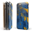 Abstract Blue and Gold Wet Paint iPhone 6/6s or 6/6s Plus 2-Piece Hybrid INK-Fuzed Case